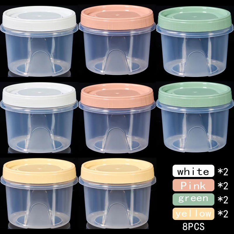 8 Pcs 500ml Round Food Fresh Keeping Box Kitchen Refrigerator Storage Container Fruits Snacks Sealed Jar Microwave Heating
