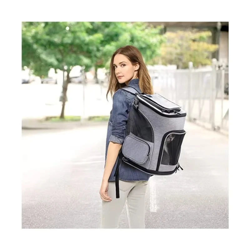 Cat Bag Outdoor Portable Cat Backpack, Foldable Small Dog And Cat Outdoor Bag Expandable Double Shoulder Pet Backpack
