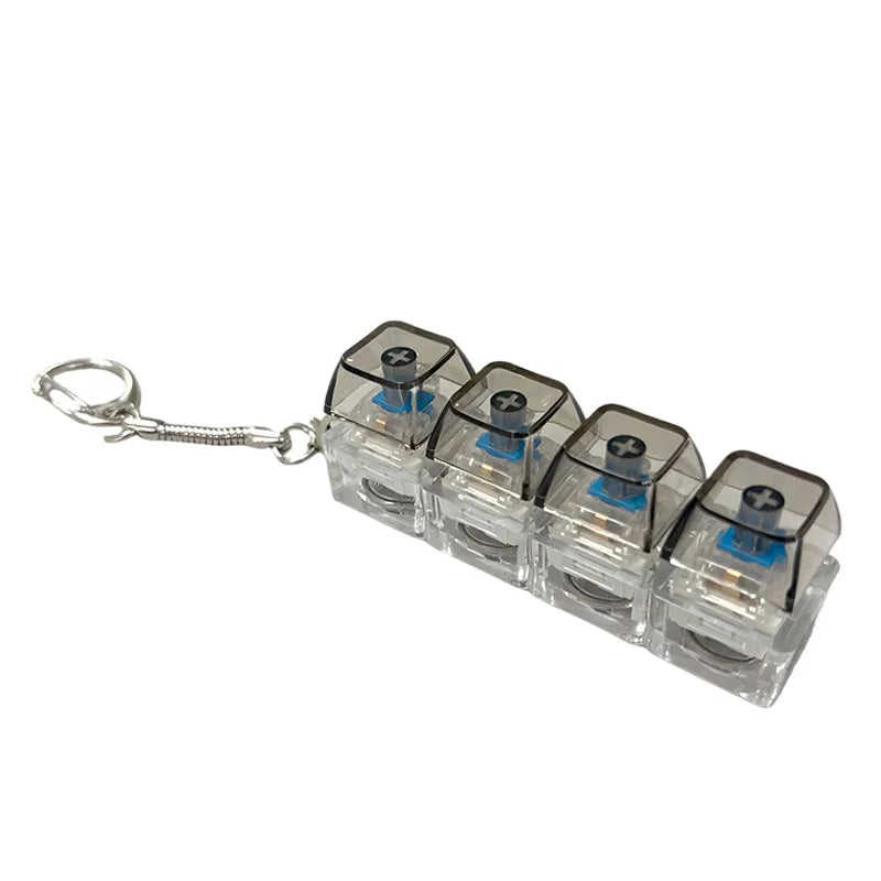 LED Keyboard Keychain Fidget Toys Crystal Clicker Sensory Toy for Stress Relief Keyboard Keychain Fidget Gadget for Adults Kids
