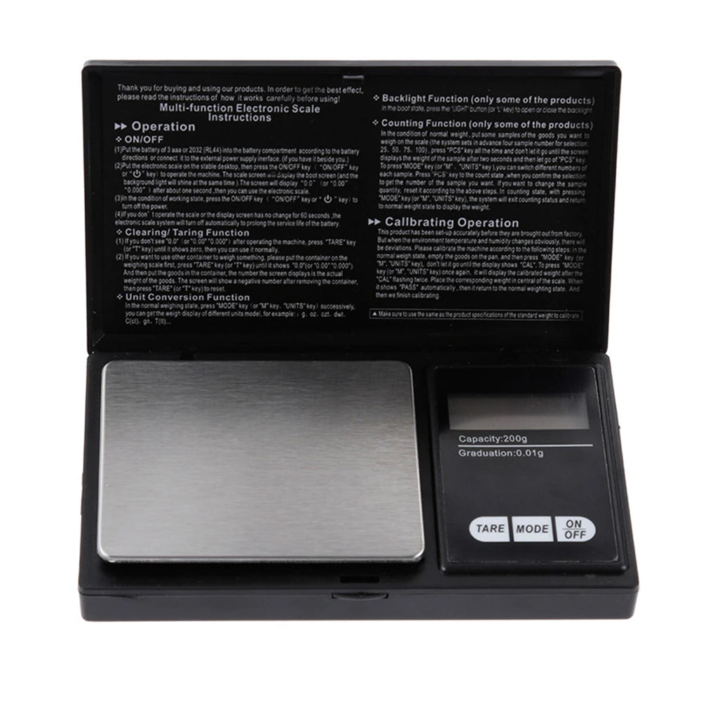Mini Jewelry Scale 0.01g Electronic Stainless Steel Digital Pocket Scale Gold Gram Balance Portable Kitchen Scale Weighting Tool