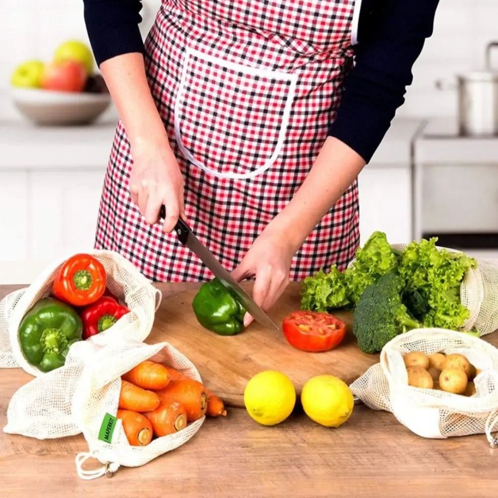 Reusable Cotton Mesh Bag Large Eco-friendly Mesh Shopping Bag Fruit and Vegetable Storage Light Weight Bundle Pocket Kitchen