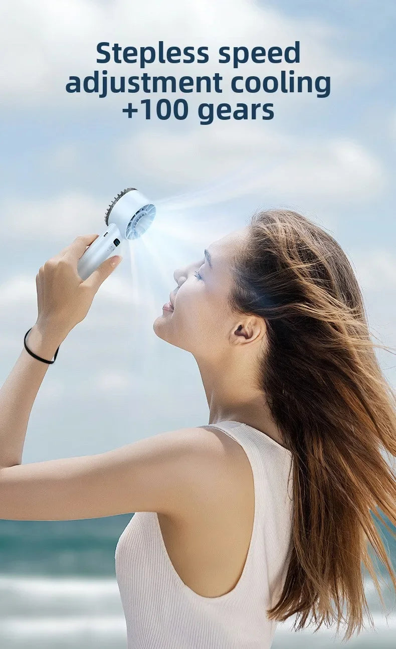 5200mah Ice Compress Fan High-speed Cooling Handheld USB Rechargeable Portable LED Digital Display For Travel Outdoor