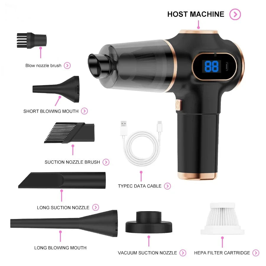 TINSOL Wireless Vacuum Cleaner Dual Use for Home and Car High Power Home Appliance With display Screen Carpet Sofa Car Cleaner