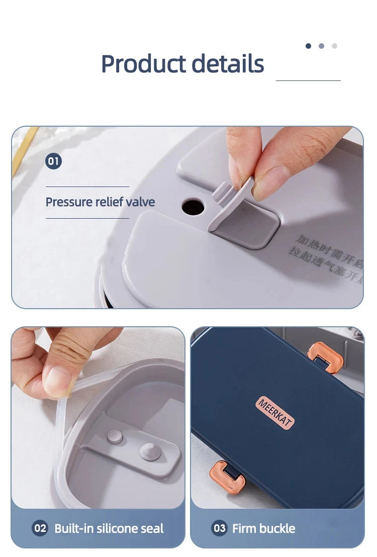 220V Electric Lunch Box 900ml Portable Rice Cooker Water Free Heating Bento Box  Thermostatic Heating Food Warmer For Office