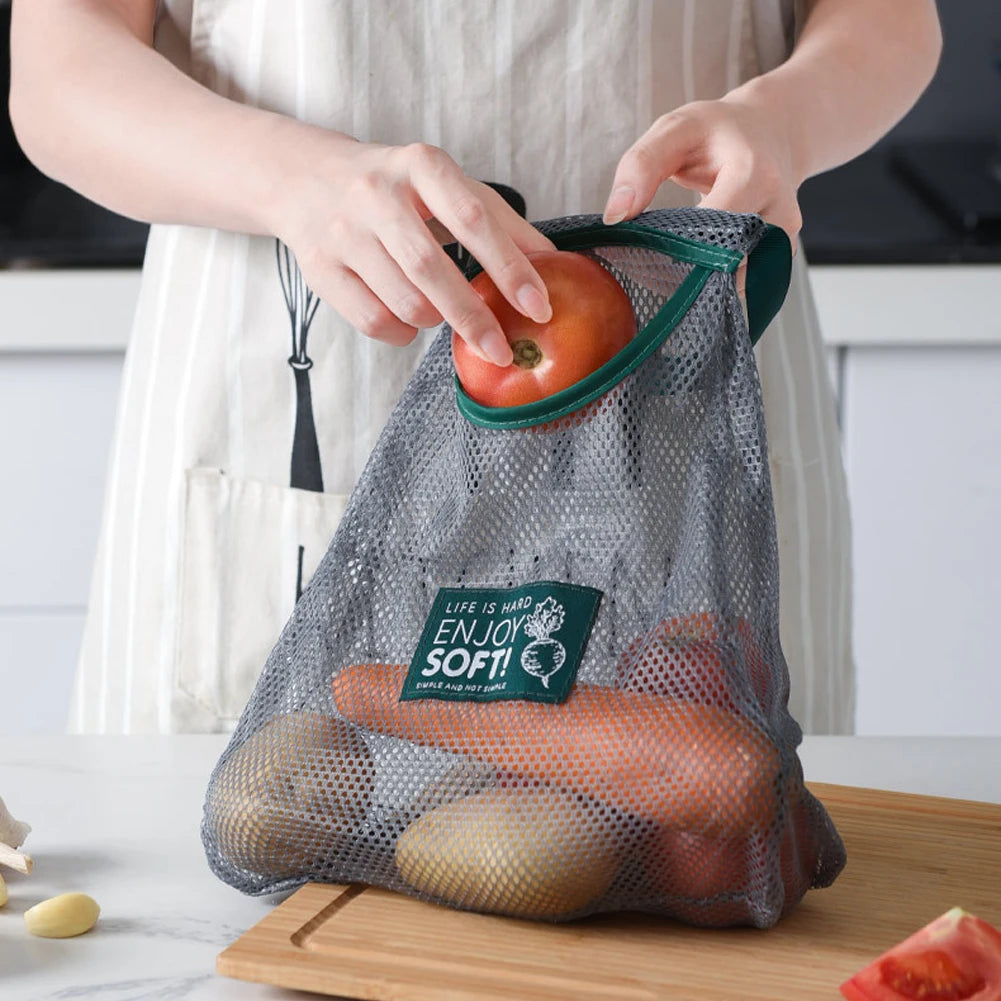 Reusable Kitchen Hanging Mesh Bag Home Fruit And Vegetable Storage Net Bag For Ginger Garlic Potatoes Onions Hollow Mesh Bag