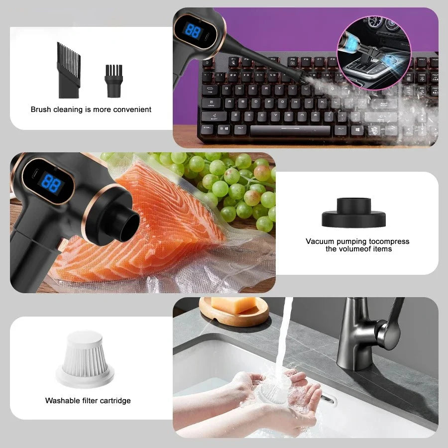 TINSOL Wireless Vacuum Cleaner Dual Use for Home and Car High Power Home Appliance With display Screen Carpet Sofa Car Cleaner