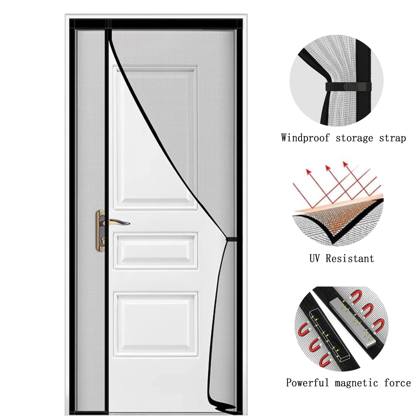 Magnetic screen door, hands-free mesh curtain, child and pet friendly, heavy-duty mosquito net, easy to install，Auto-Close