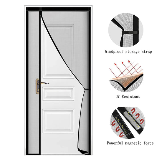 Magnetic screen door, hands-free mesh curtain, child and pet friendly, heavy-duty mosquito net, easy to install，Auto-Close