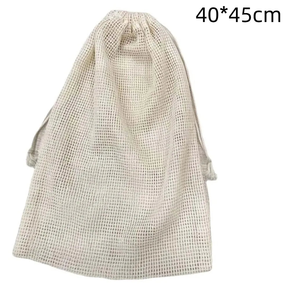 Reusable Cotton Mesh Bag Large Eco-friendly Mesh Shopping Bag Fruit and Vegetable Storage Light Weight Bundle Pocket Kitchen