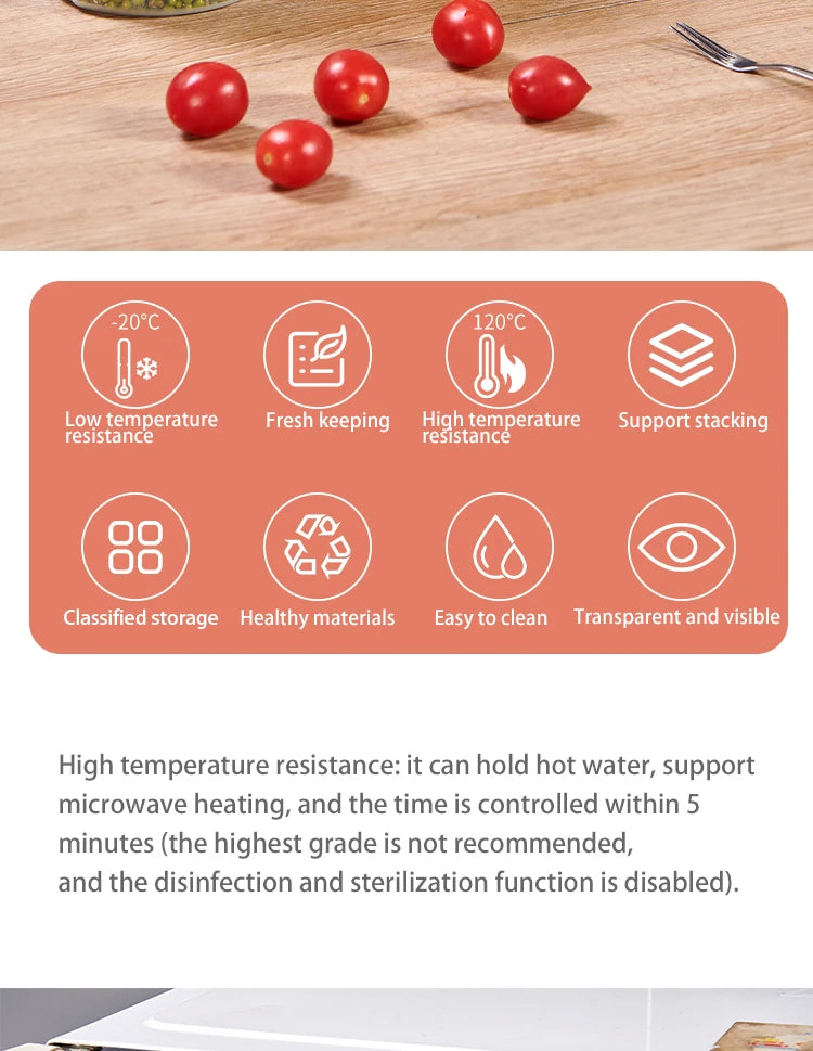 8 Pcs 500ml Round Food Fresh Keeping Box Kitchen Refrigerator Storage Container Fruits Snacks Sealed Jar Microwave Heating