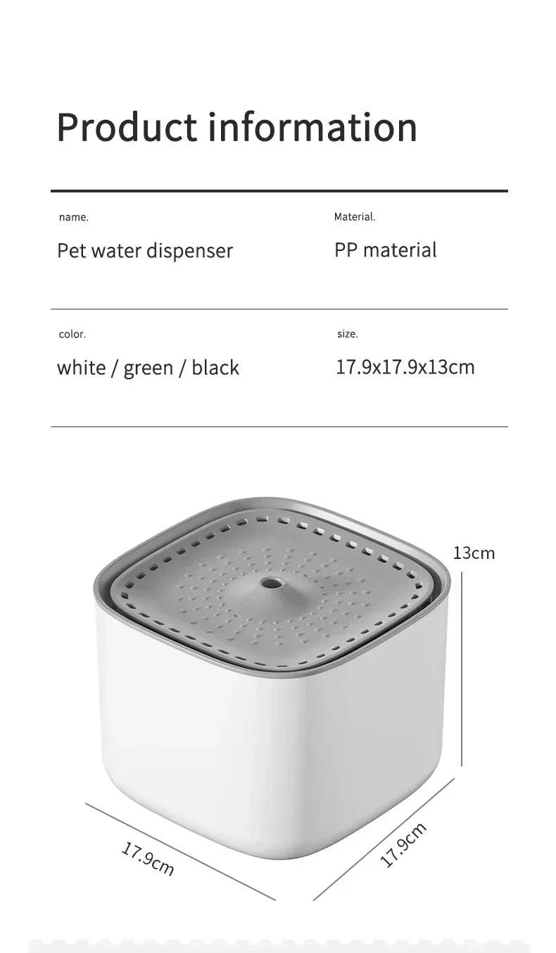 3L Cat Water Fountain Auto ERecirculate Filter Large Capacity Filtring Cat Water Drinker 1USB Electric Mute Cats Water Dispenser