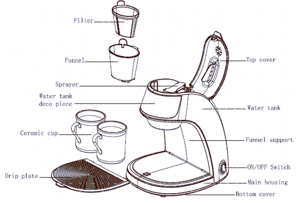 Electric drip coffee machine home small office tea brewing machine Portable Coffee Maker