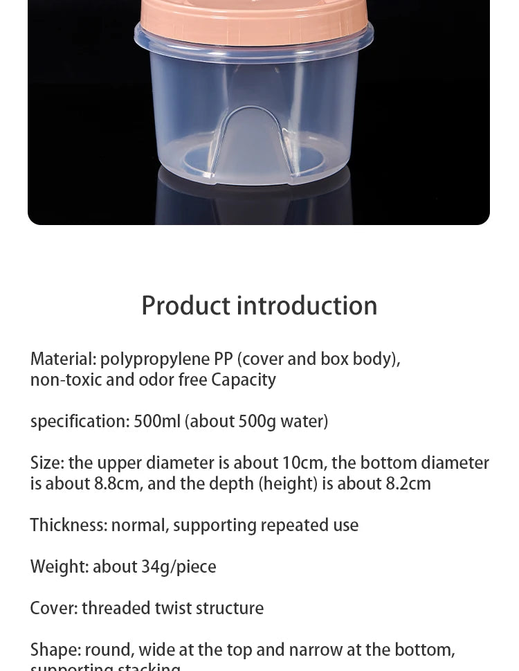 8 Pcs 500ml Round Food Fresh Keeping Box Kitchen Refrigerator Storage Container Fruits Snacks Sealed Jar Microwave Heating
