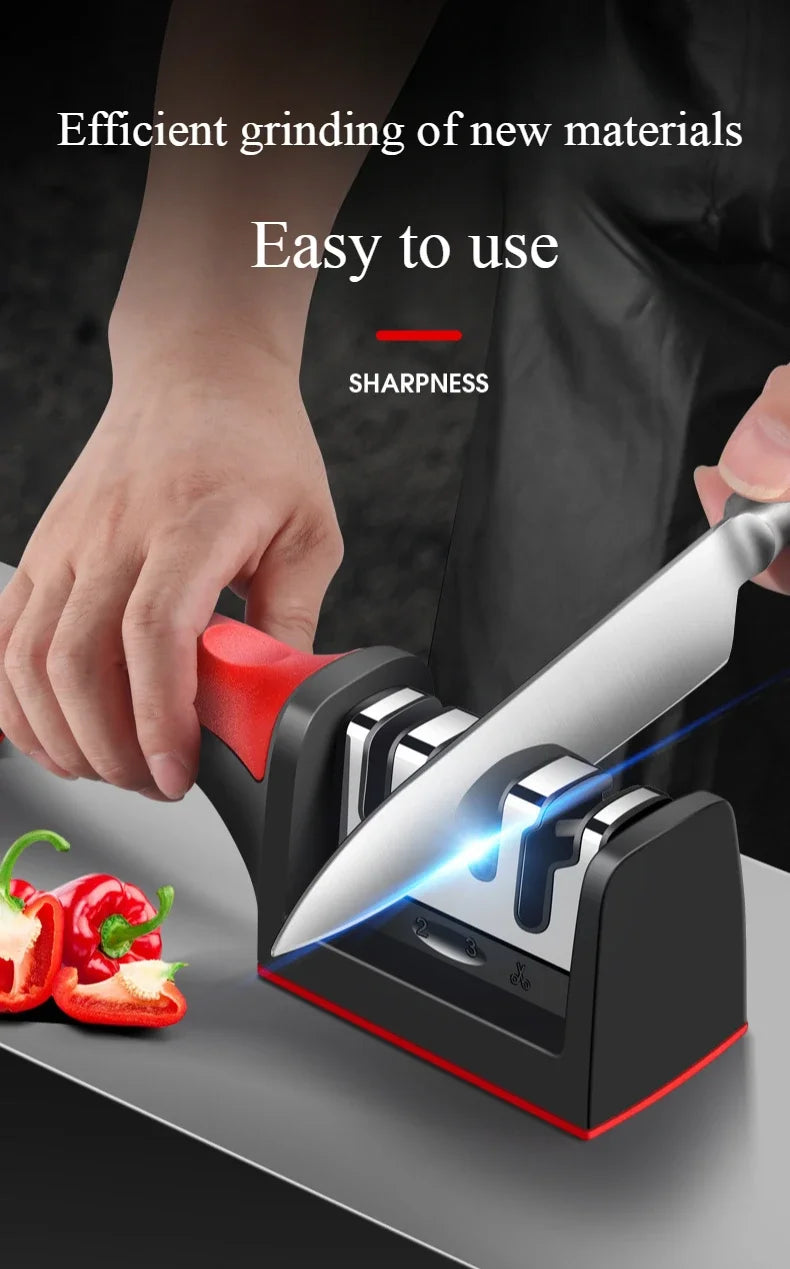 3/4 Segment Knife Sharpener Three-stage Cutting Knife Kitchen Multifunctional Handheld Fast Sharpening Stone  Kitchen Supplies