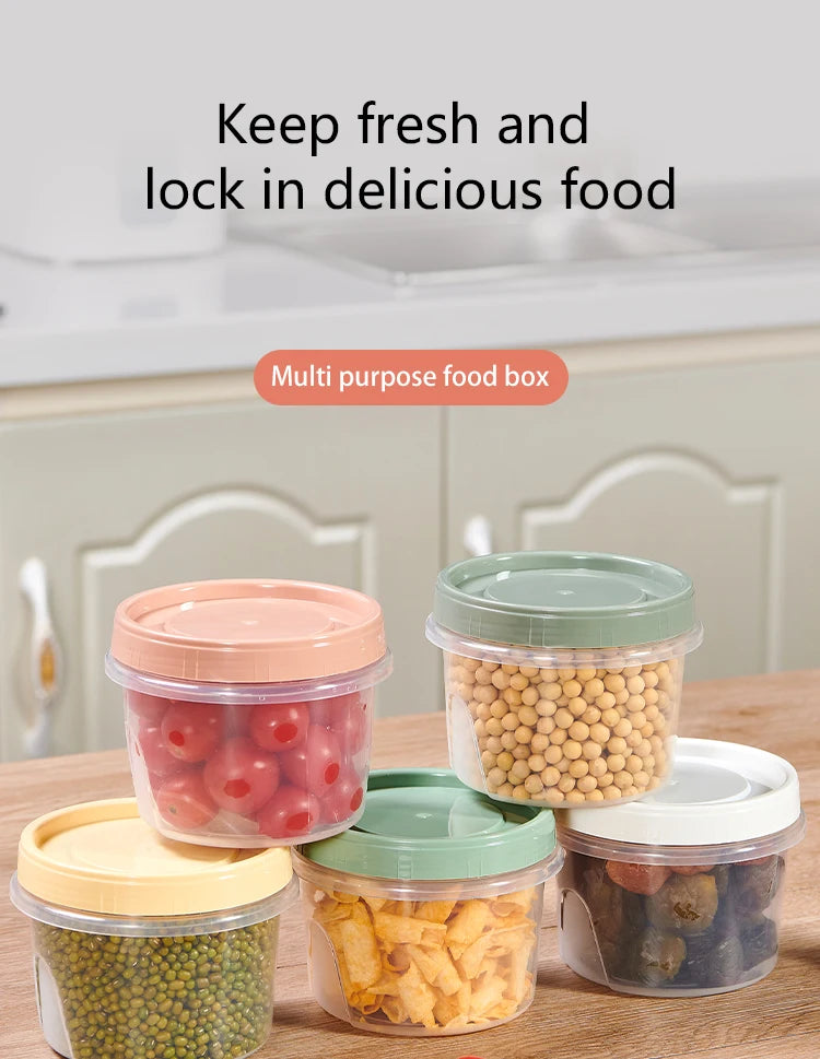 8 Pcs 500ml Round Food Fresh Keeping Box Kitchen Refrigerator Storage Container Fruits Snacks Sealed Jar Microwave Heating