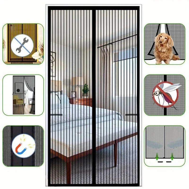 Diamond mesh mosquito proof door curtain, summer mosquito net, magnetic mesh curtain,self-adhesive,home use,no punching required
