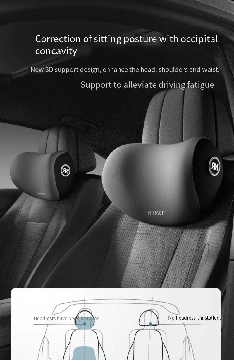 Car Memory Foam Neck Pillow Protection Lumbar Backrest Cushion Lumbar Cushion Car Headrest Cushion