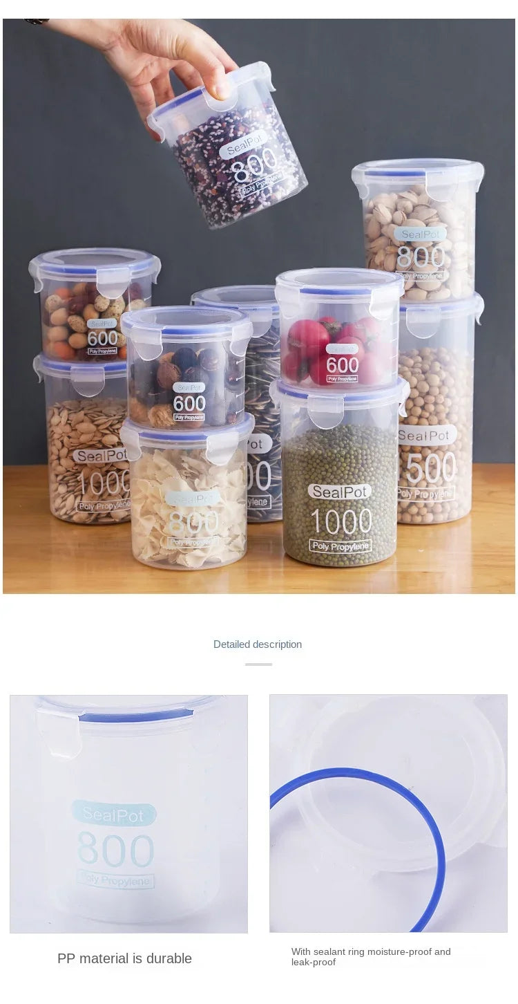 1-4PCS Sealed Jars With Scale Grain Crisper Kitchen Refrigerator Organize Sealed Container Clear Jar Spice Sugar Storage Boxes