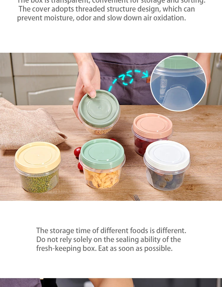 8 Pcs 500ml Round Food Fresh Keeping Box Kitchen Refrigerator Storage Container Fruits Snacks Sealed Jar Microwave Heating
