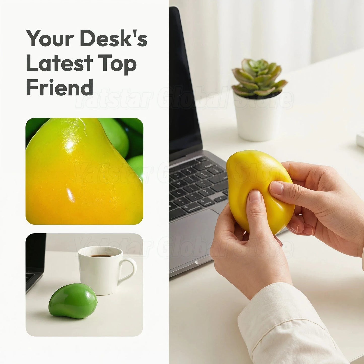 2026 New Handmade Crispy Mango Squishy Stress Ball Crunchy Squeeze Fidget Toy Round Blocks ASMR Sensory Decompression for Adults