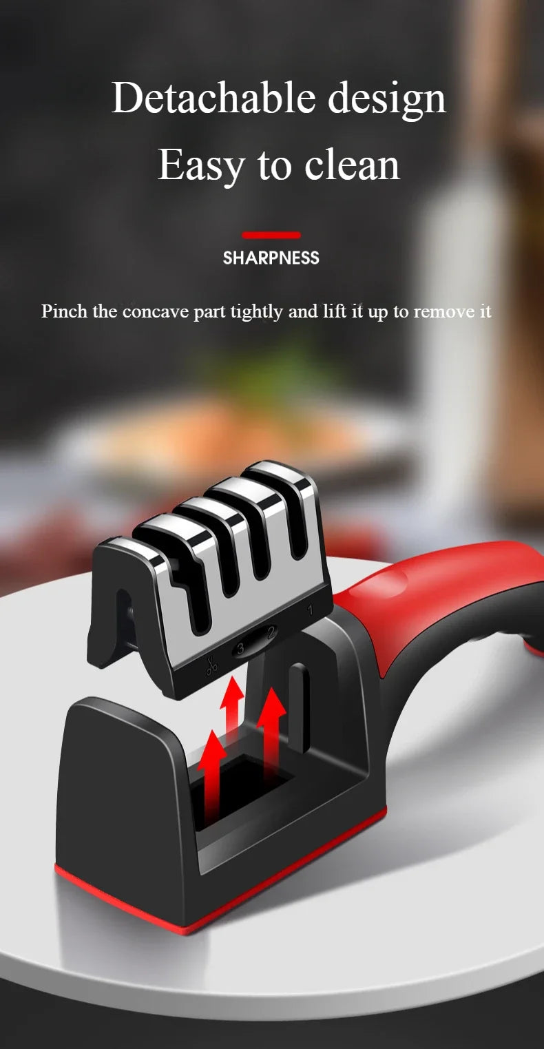3/4 Segment Knife Sharpener Three-stage Cutting Knife Kitchen Multifunctional Handheld Fast Sharpening Stone  Kitchen Supplies