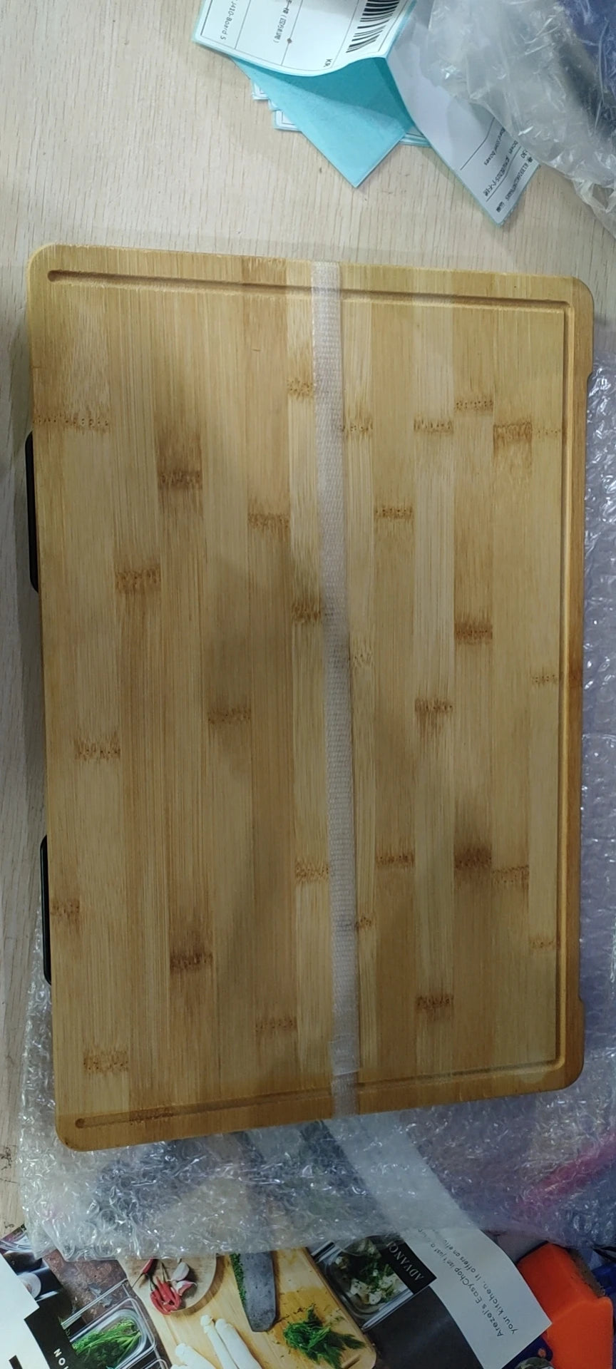 2025 Expandable Bamboo Cutting Board Set with Trays and Box for Kitchen Juice Trough Cutting Board Tools Storing Chopped Food