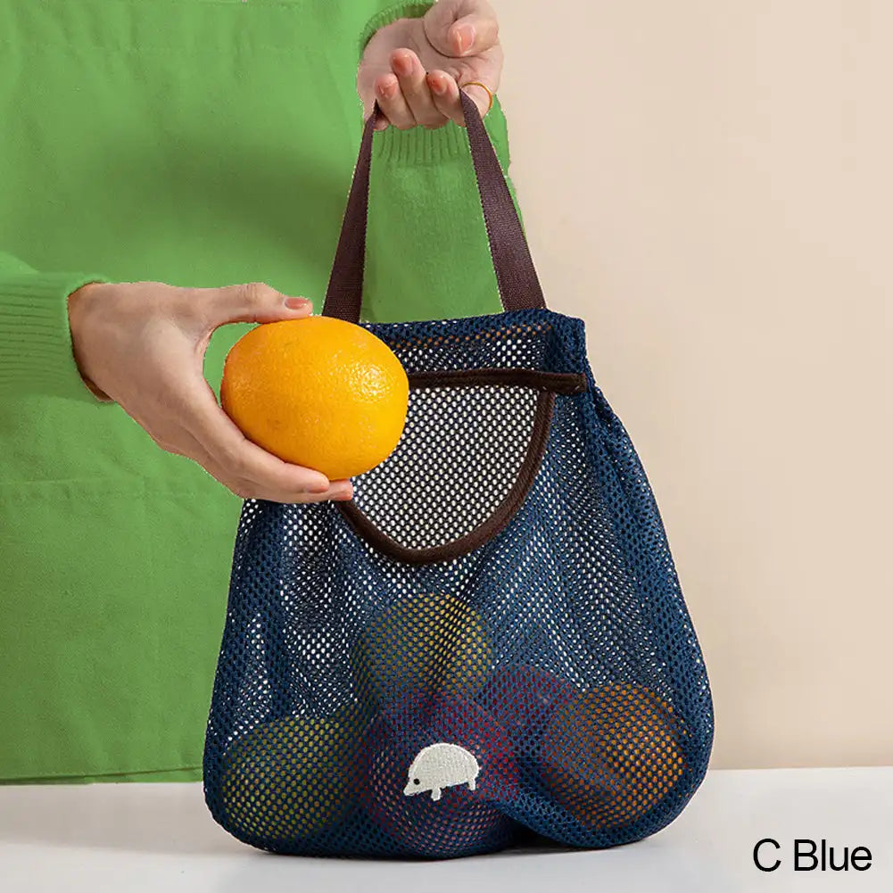 Reusable Kitchen Hanging Mesh Bag Home Fruit And Vegetable Storage Net Bag For Ginger Garlic Potatoes Onions Hollow Mesh Bag