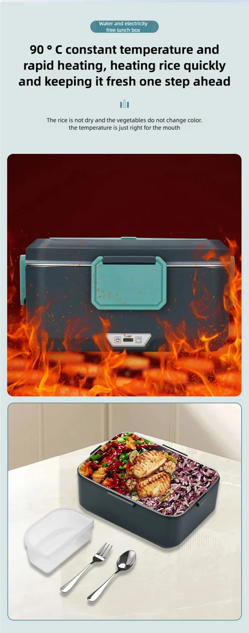 TINSOL New 3.5L Electric Lunch Box 90W Portable Food Heater Suitable for Car or Home Leak-proof Lunch Heating Microwave