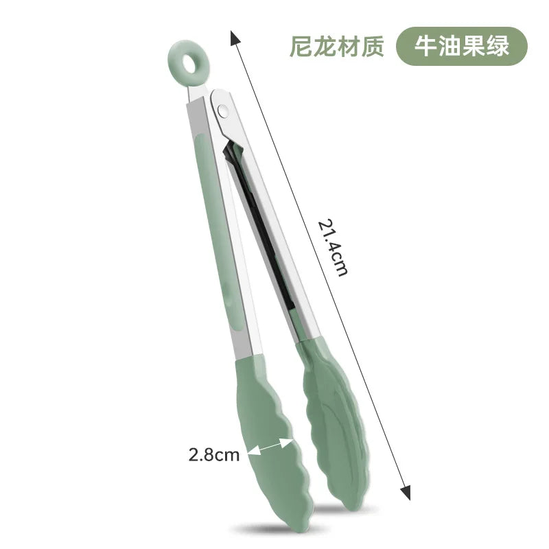 1Pc Silicone Food Tongs Stainless Steel Kitchen Tongs Silicone Non-Slip Cooking Clip Clamp Bbq Salad Tools Grill Kitchen Tools