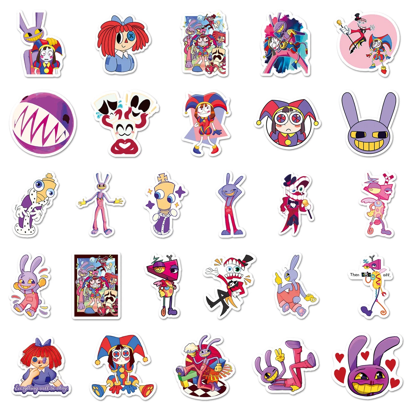 54 PCS The Amazing Digital Circus Sticker Cartoon Skateboard Water Cup Decoration Graffiti Sticker Children’s Toy Birthday Gift