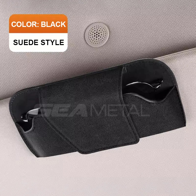 BLALION Car Glasses Case Auto Sun Visor Suede Glasses Holder Sunglasses Clip Card Ticket Holder Universal Interior Accessories