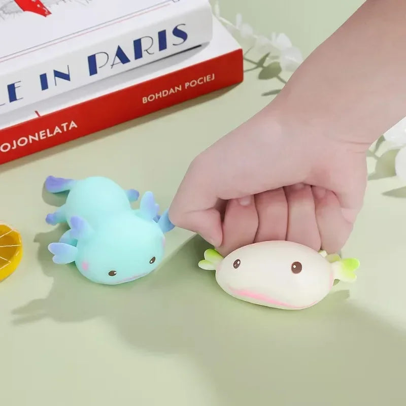 1/4pcs Axolotl Squeeze Ball Cute Fish Relax Cartoon Antistress Squishy Stress Relief Slow Rising For Adult Kids Stretch Toys