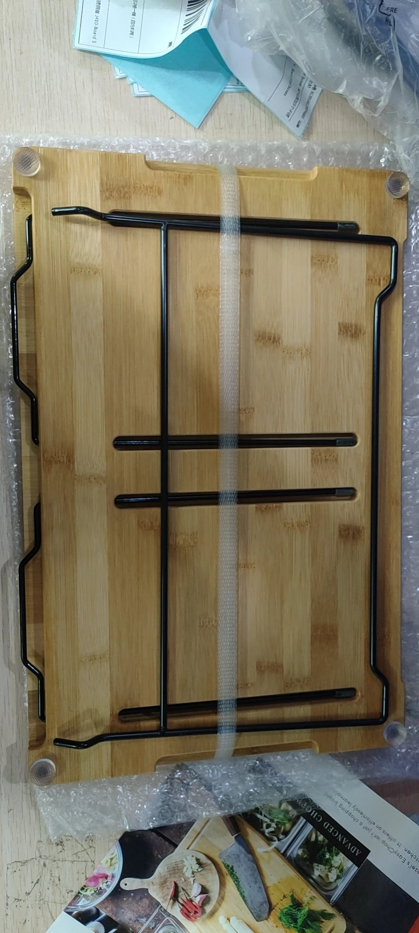 2025 Expandable Bamboo Cutting Board Set with Trays and Box for Kitchen Juice Trough Cutting Board Tools Storing Chopped Food