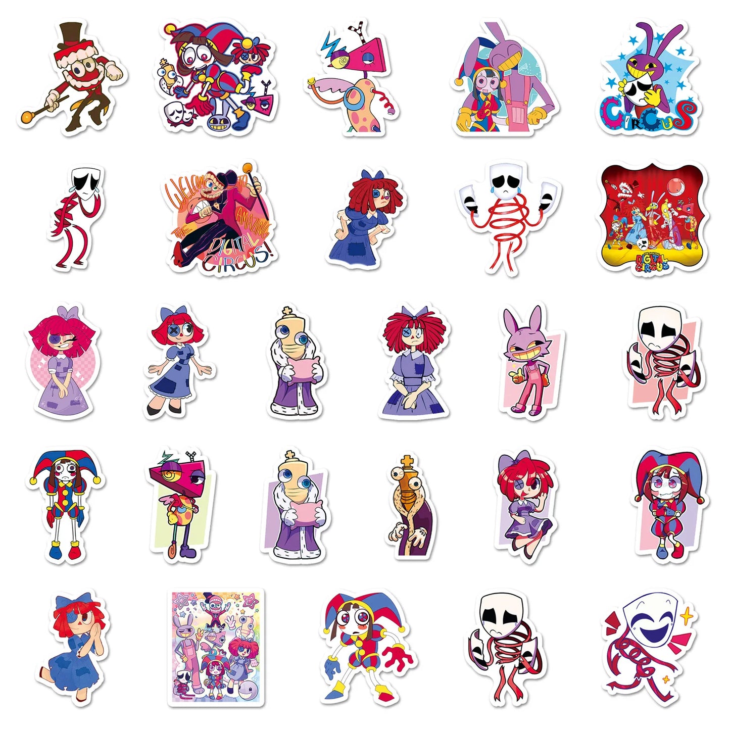 54 PCS The Amazing Digital Circus Sticker Cartoon Skateboard Water Cup Decoration Graffiti Sticker Children’s Toy Birthday Gift
