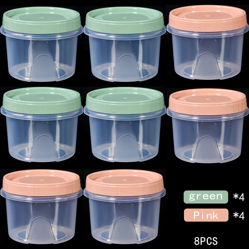8 Pcs 500ml Round Food Fresh Keeping Box Kitchen Refrigerator Storage Container Fruits Snacks Sealed Jar Microwave Heating