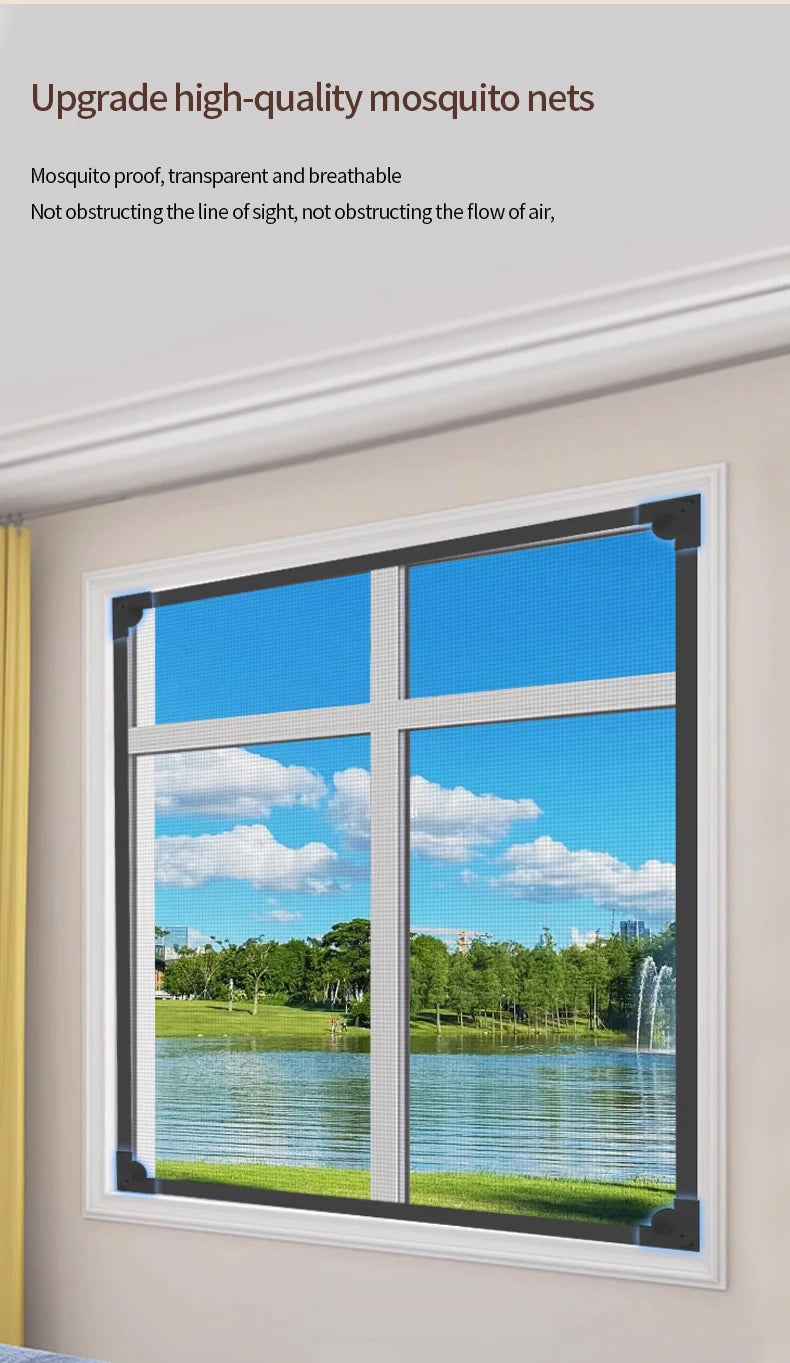 DIY Custom size 2025 Magnetic screen window, mosquito net magnetic curtain, invisible, household magnet self-adhesive window