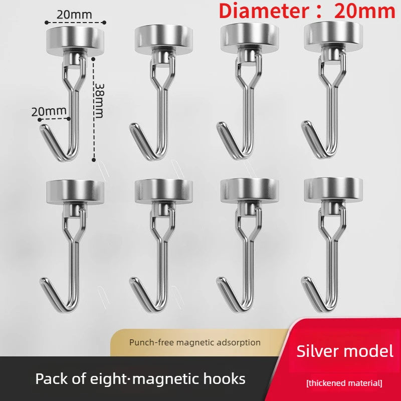 Heavy Duty Neodymium Rare Earth Magnetic Hooks for Cruise Ship Refrigerator Kitchen Home Office Hanging Organization Strong Hold
