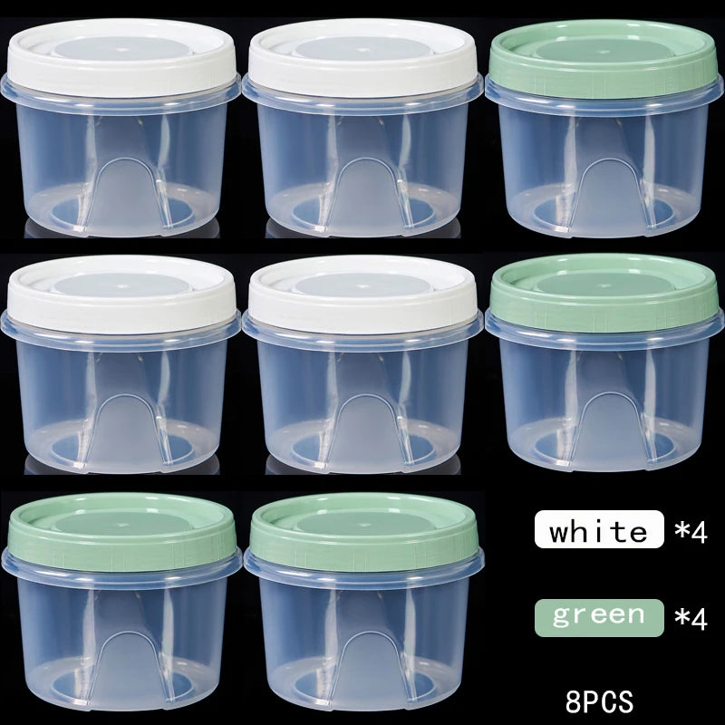 8 Pcs 500ml Round Food Fresh Keeping Box Kitchen Refrigerator Storage Container Fruits Snacks Sealed Jar Microwave Heating