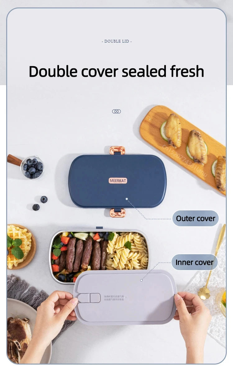 220V Electric Lunch Box 900ml Portable Rice Cooker Water Free Heating Bento Box  Thermostatic Heating Food Warmer For Office