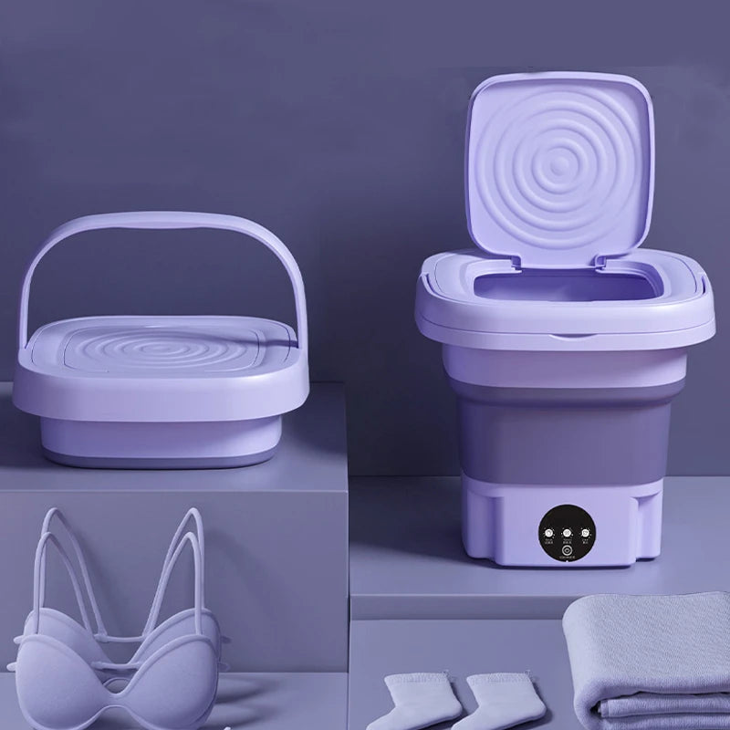 New Folding Portable Washing Machine Big Capacity with Spin Dryer Bucket for Clothes Travel Home Underwear Socks Mini Washer