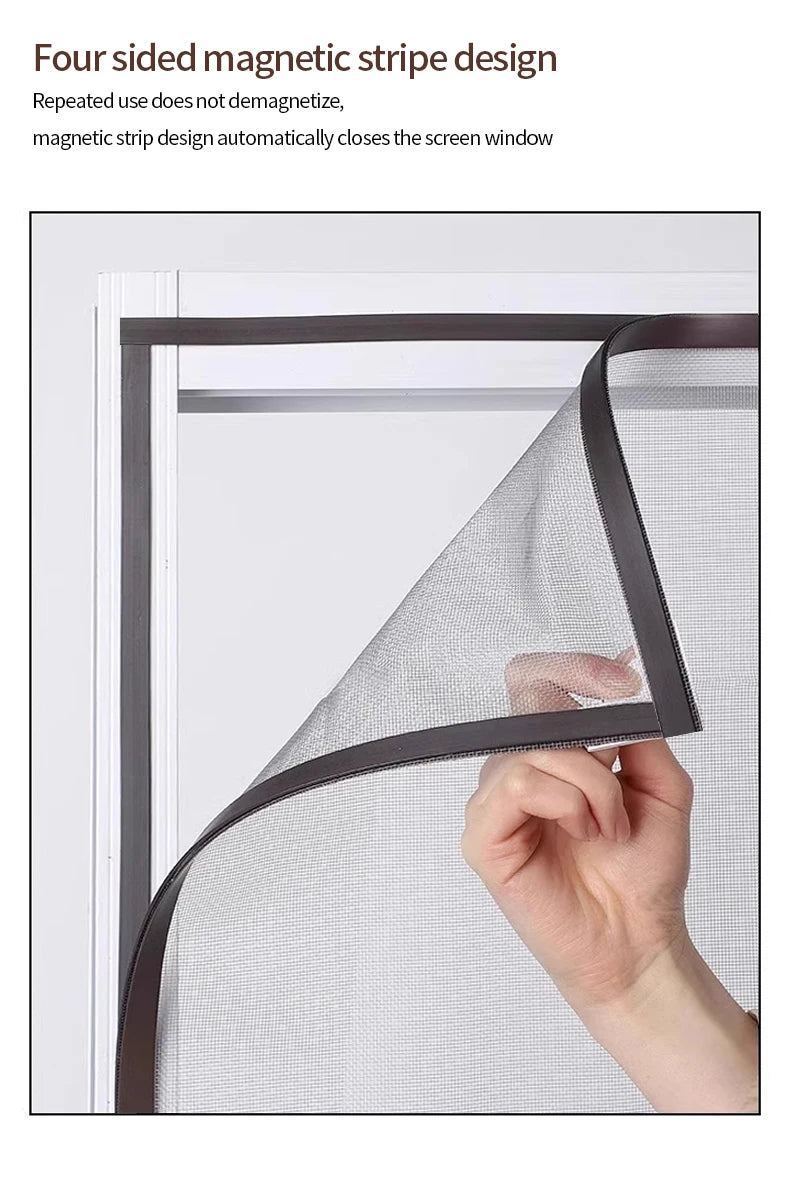 DIY Custom size 2025 Magnetic screen window, mosquito net magnetic curtain, invisible, household magnet self-adhesive window