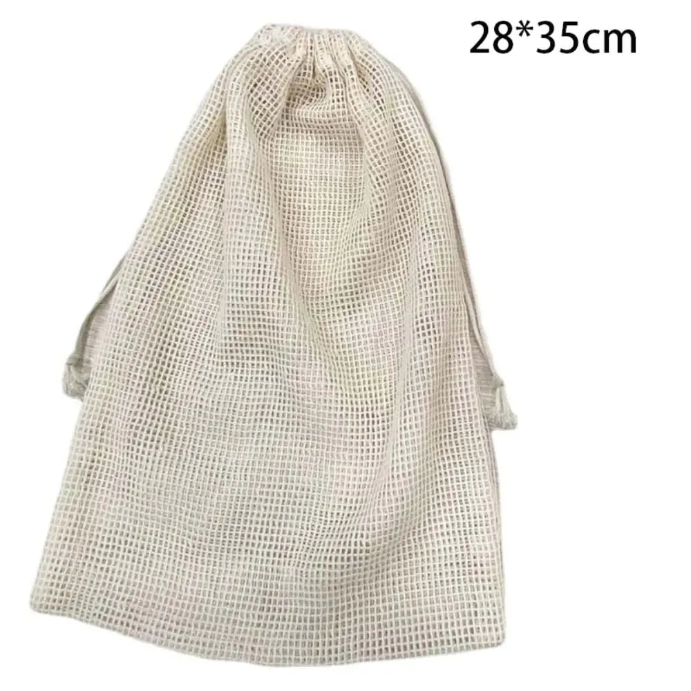Reusable Cotton Mesh Bag Large Eco-friendly Mesh Shopping Bag Fruit and Vegetable Storage Light Weight Bundle Pocket Kitchen