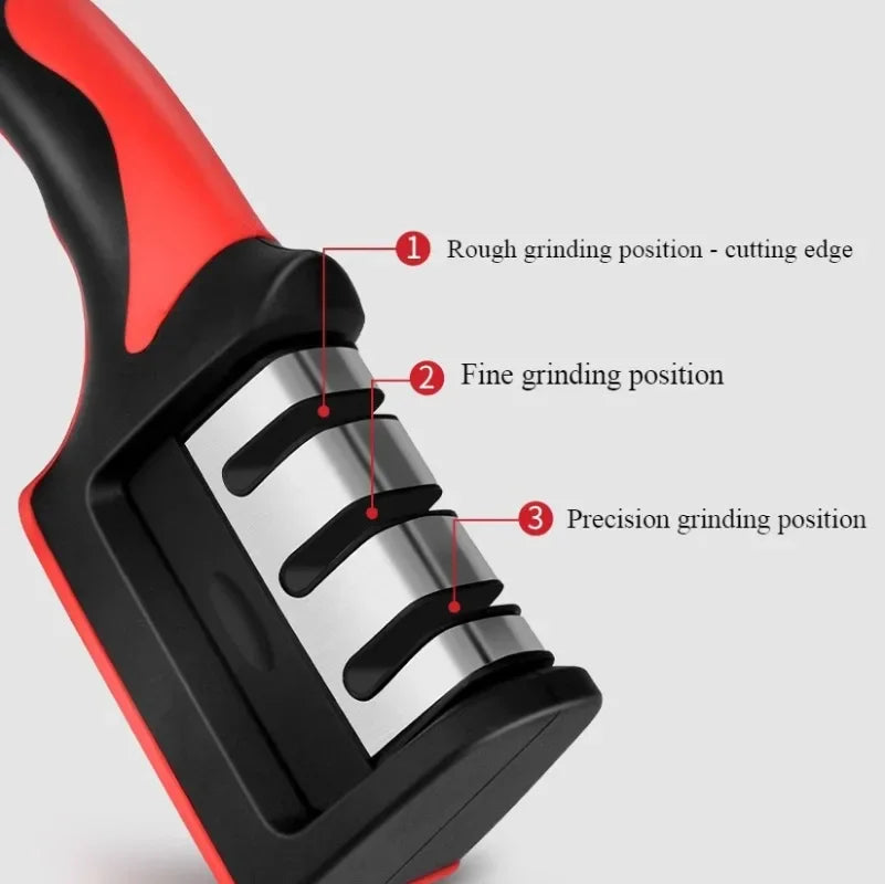 3/4 Segment Knife Sharpener Three-stage Cutting Knife Kitchen Multifunctional Handheld Fast Sharpening Stone  Kitchen Supplies