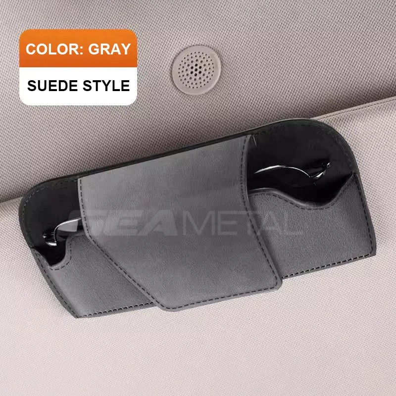 BLALION Car Glasses Case Auto Sun Visor Suede Glasses Holder Sunglasses Clip Card Ticket Holder Universal Interior Accessories