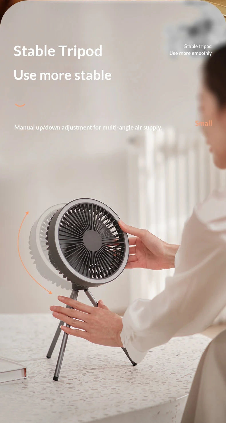 HOMEFISH Portable Rechargeable Camping Fan 4000mAh 10000mAh Wireless Ceiling Desktop Fan with Power Bank LED Light