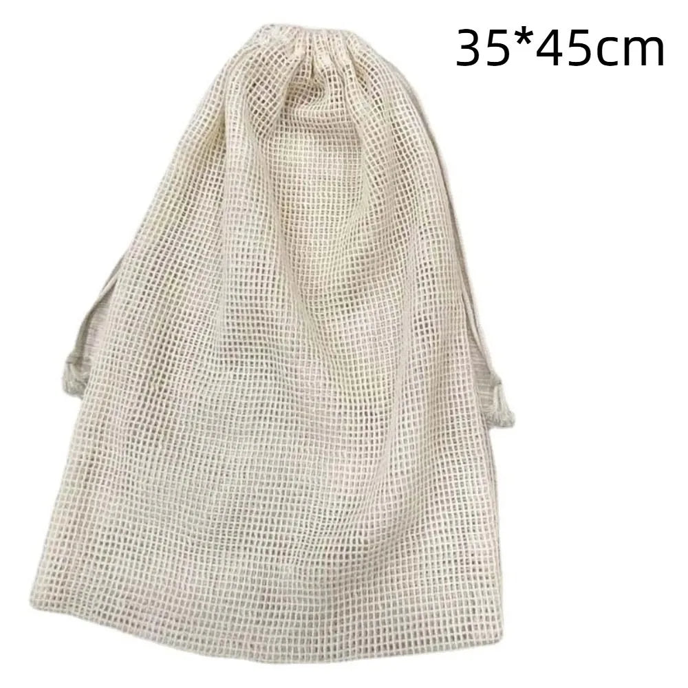 Reusable Cotton Mesh Bag Large Eco-friendly Mesh Shopping Bag Fruit and Vegetable Storage Light Weight Bundle Pocket Kitchen