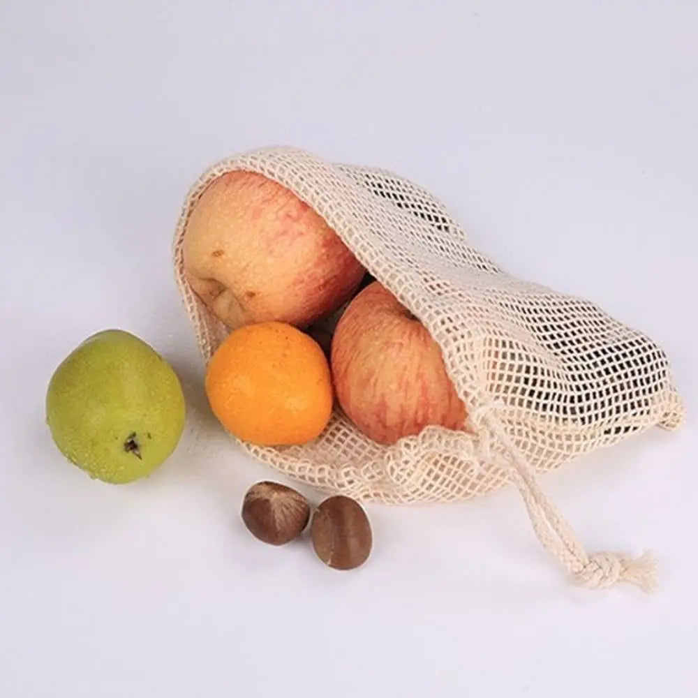 Reusable Cotton Mesh Bag Large Eco-friendly Mesh Shopping Bag Fruit and Vegetable Storage Light Weight Bundle Pocket Kitchen
