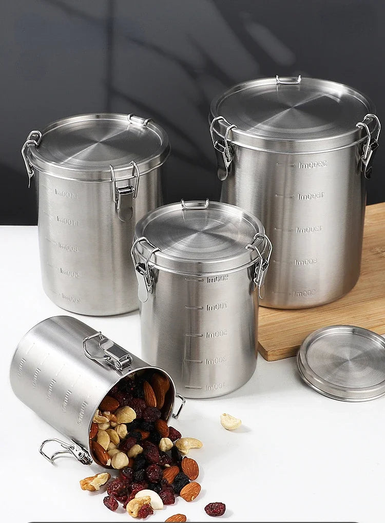 Tea Hermetic Pots Whole Grains Hermetic Containers for Food Stainless Steel Seal Sealed Container Coffee Beans Storage Airtight