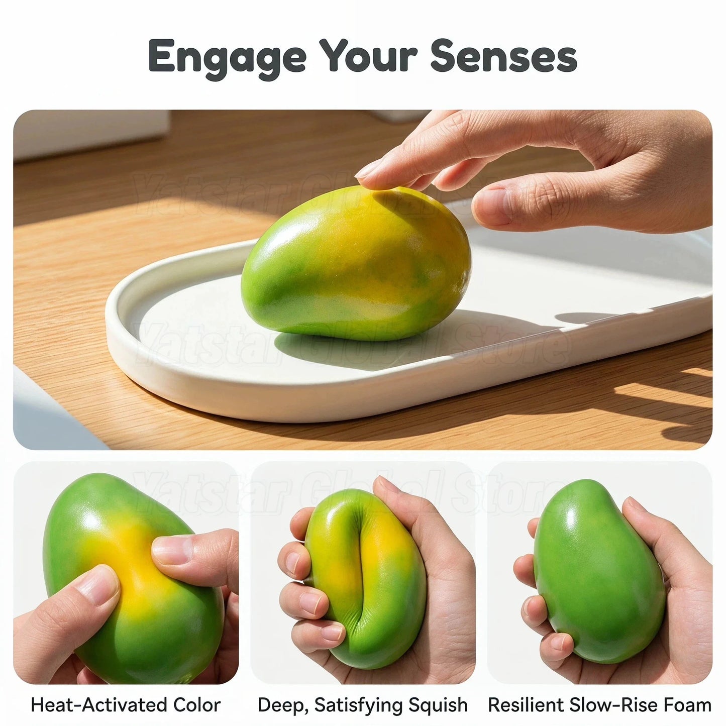 2026 New Handmade Crispy Mango Squishy Stress Ball Crunchy Squeeze Fidget Toy Round Blocks ASMR Sensory Decompression for Adults