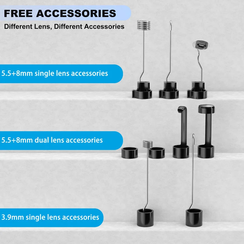 Triple Lens WIFI Endoscope HD1080P Single Dual Lens Wireless Pipe Inspection Borescope Camera Car Check Waterproof LEDs 2600mAh